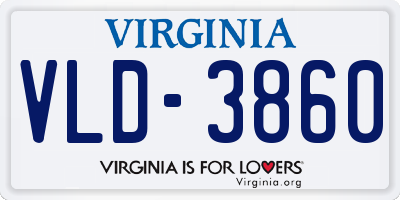 VA license plate VLD3860