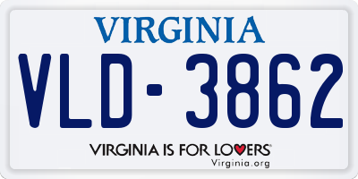 VA license plate VLD3862