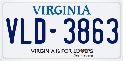 VA license plate VLD3863