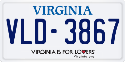 VA license plate VLD3867