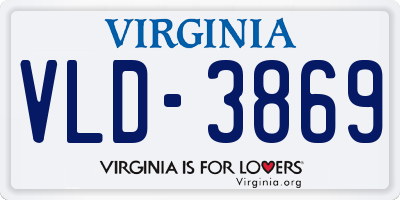 VA license plate VLD3869