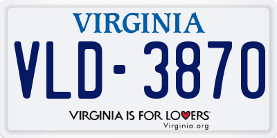 VA license plate VLD3870