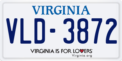 VA license plate VLD3872