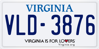 VA license plate VLD3876