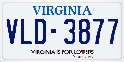VA license plate VLD3877