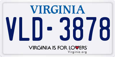 VA license plate VLD3878