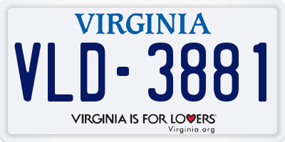 VA license plate VLD3881