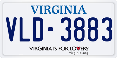VA license plate VLD3883