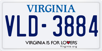 VA license plate VLD3884