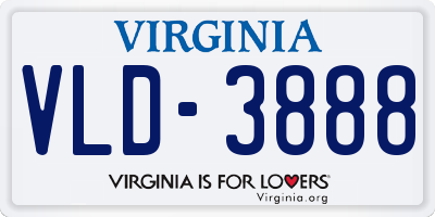 VA license plate VLD3888