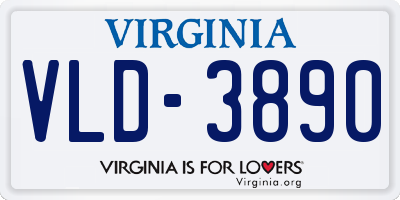 VA license plate VLD3890