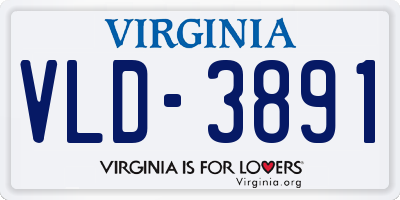 VA license plate VLD3891