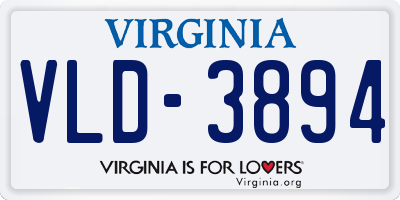 VA license plate VLD3894