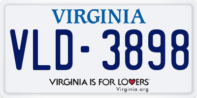 VA license plate VLD3898