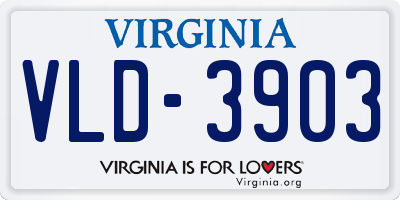 VA license plate VLD3903