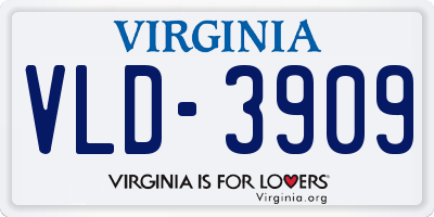 VA license plate VLD3909