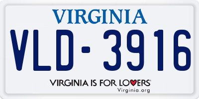 VA license plate VLD3916