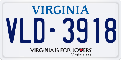 VA license plate VLD3918