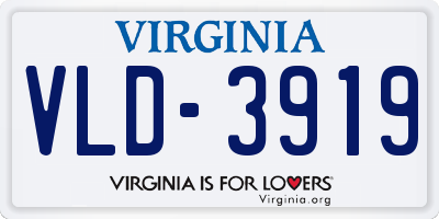 VA license plate VLD3919
