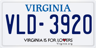 VA license plate VLD3920