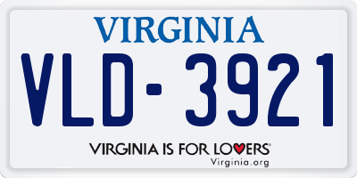 VA license plate VLD3921
