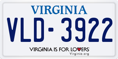 VA license plate VLD3922