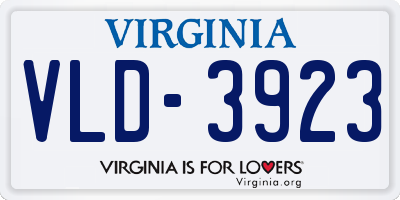 VA license plate VLD3923