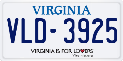 VA license plate VLD3925