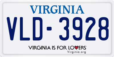VA license plate VLD3928