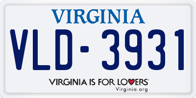 VA license plate VLD3931