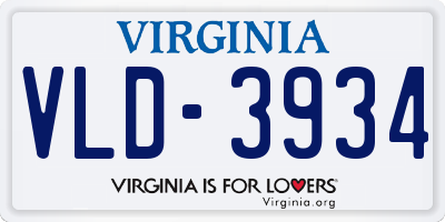 VA license plate VLD3934