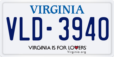 VA license plate VLD3940