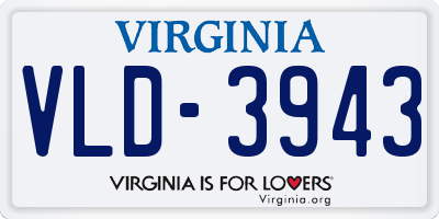 VA license plate VLD3943