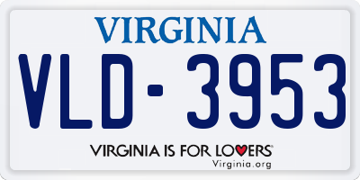 VA license plate VLD3953