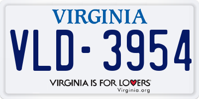 VA license plate VLD3954
