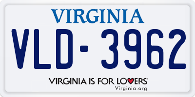 VA license plate VLD3962