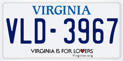 VA license plate VLD3967