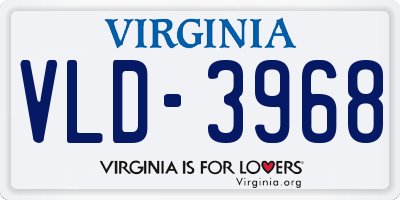 VA license plate VLD3968