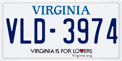 VA license plate VLD3974