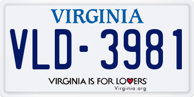 VA license plate VLD3981