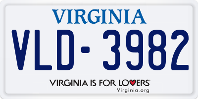 VA license plate VLD3982