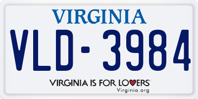 VA license plate VLD3984