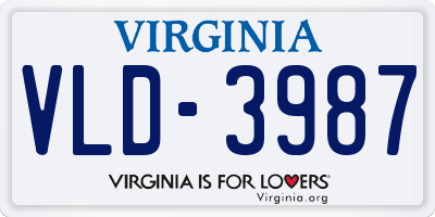 VA license plate VLD3987