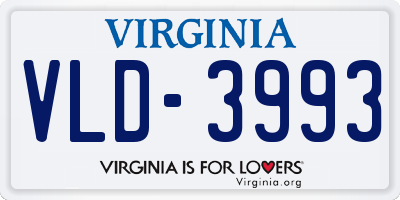 VA license plate VLD3993