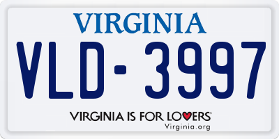 VA license plate VLD3997