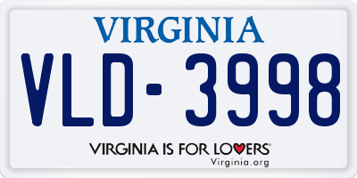 VA license plate VLD3998