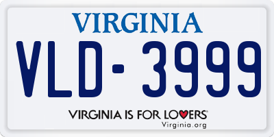 VA license plate VLD3999