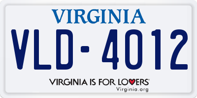VA license plate VLD4012