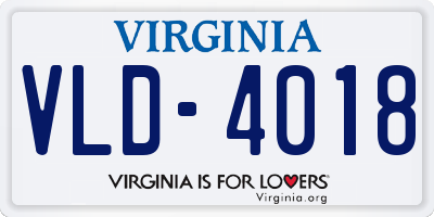 VA license plate VLD4018
