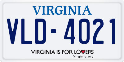 VA license plate VLD4021